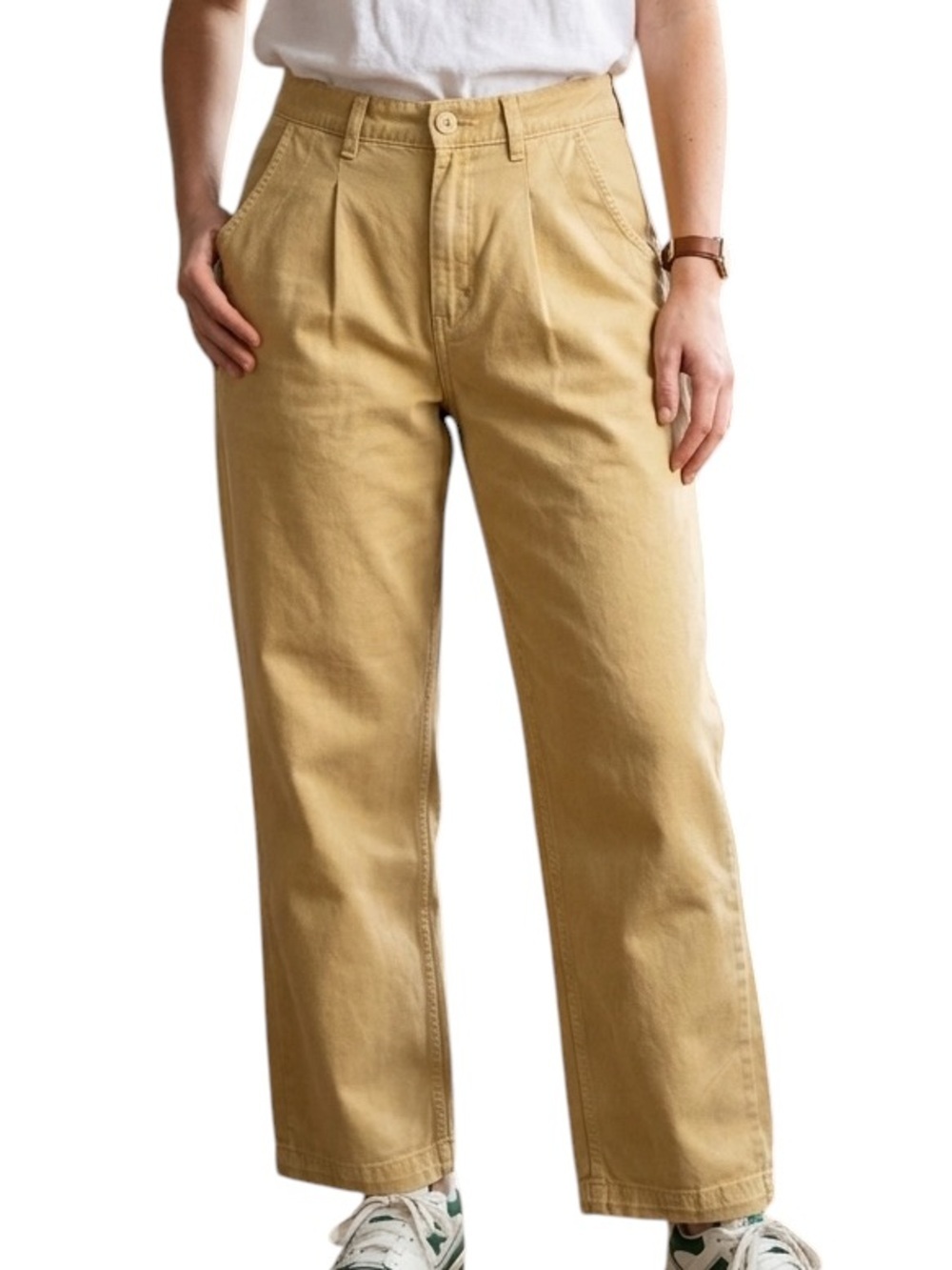 NWOT Free People Women's Size 0 US High Rise Straight Leg Pleated Pants Camel